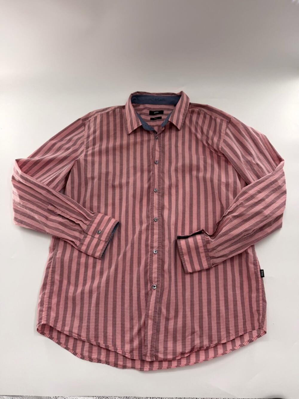BOSS Hugo Boss Pink Striped Button Up Shirt Men’s Slim Fit 2XL